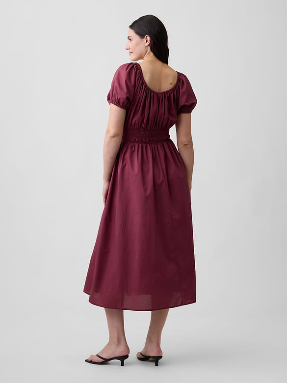 Puff Sleeve V-Neck Maxi Dress