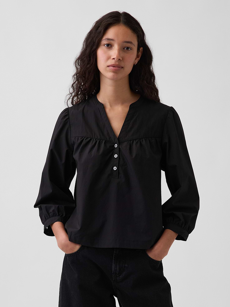 Image number 1 showing, Poplin Popover Top
