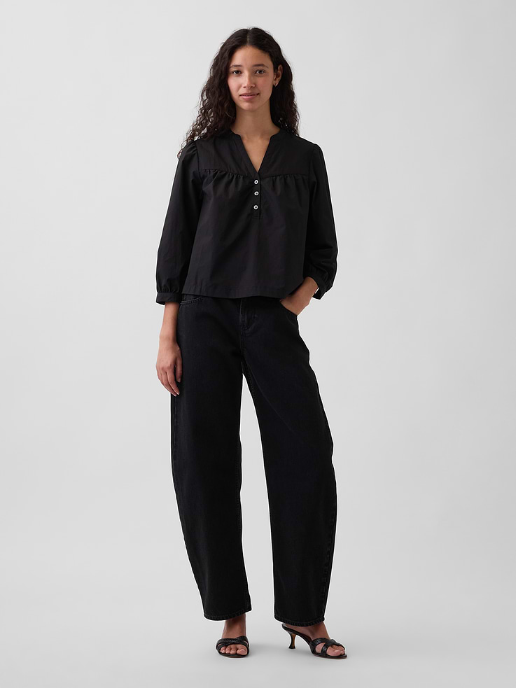 Image number 2 showing, Poplin Popover Top