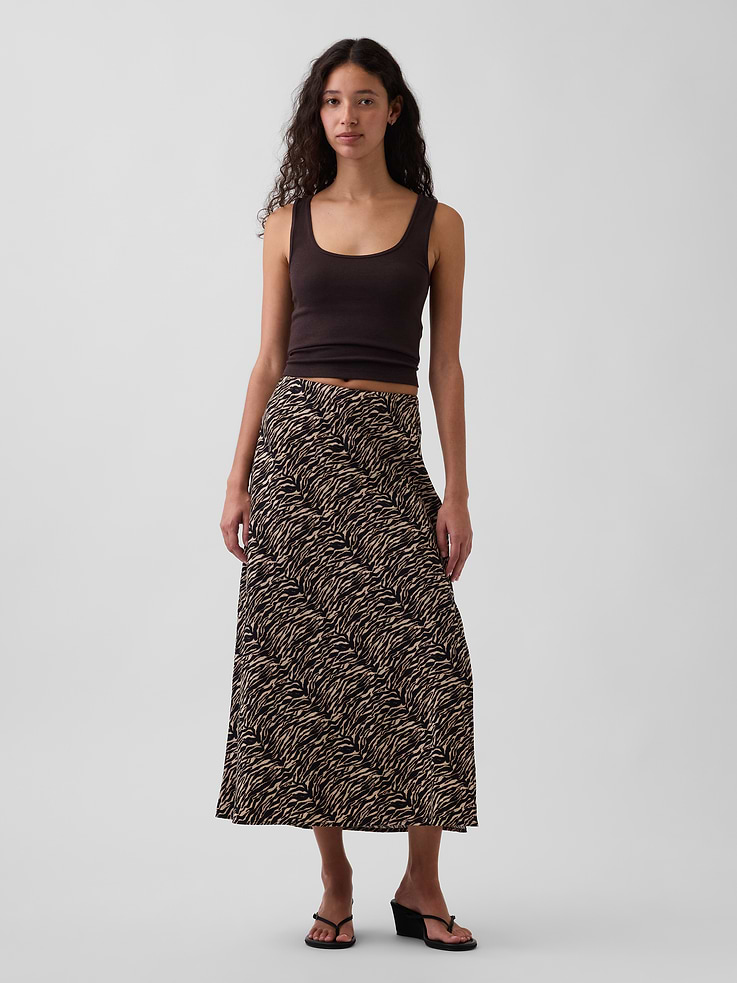 Image number 1 showing, Linen-Blend Maxi Slip Skirt