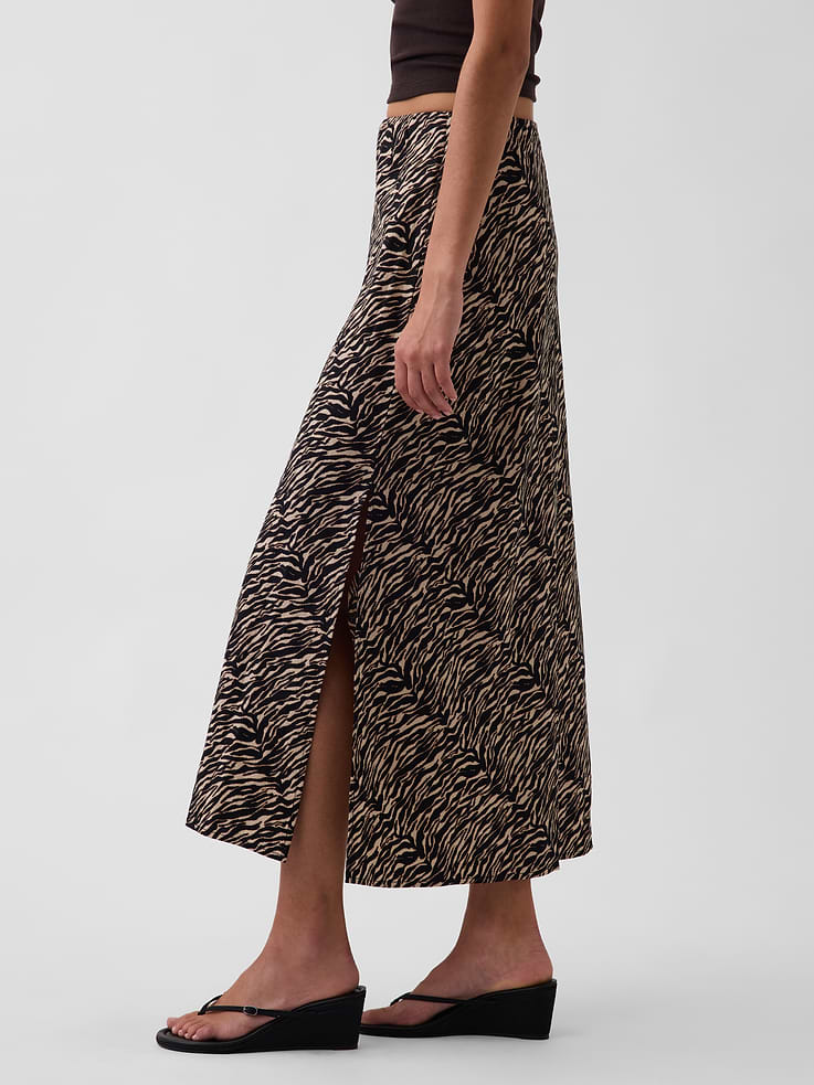 Image number 3 showing, Linen-Blend Maxi Slip Skirt