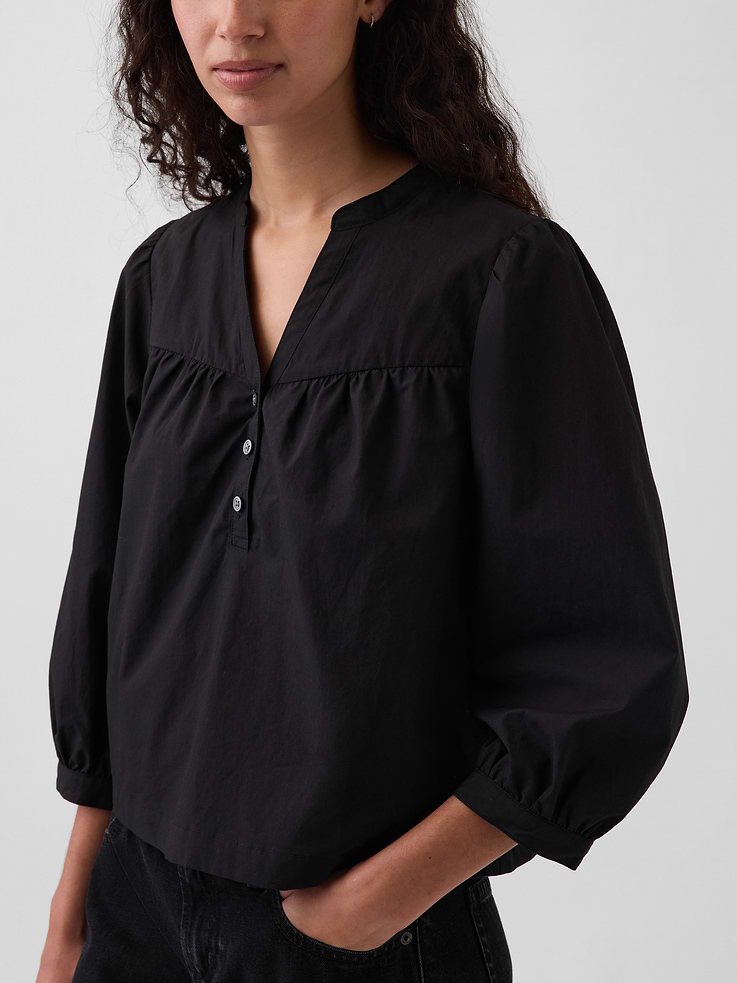 Image number 4 showing, Poplin Popover Top