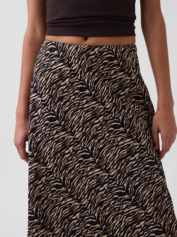 Linen-Blend Maxi Slip Skirt
