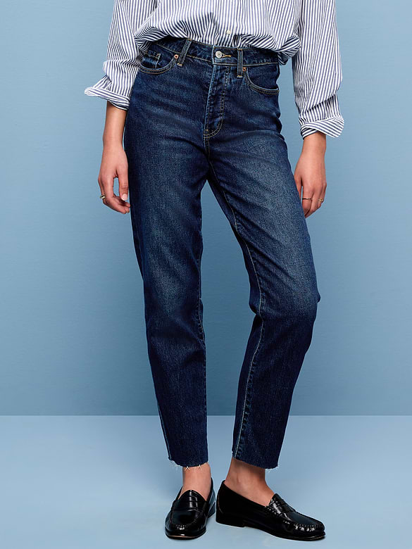 High-Waisted Button-Fly OG Straight Ankle Jeans