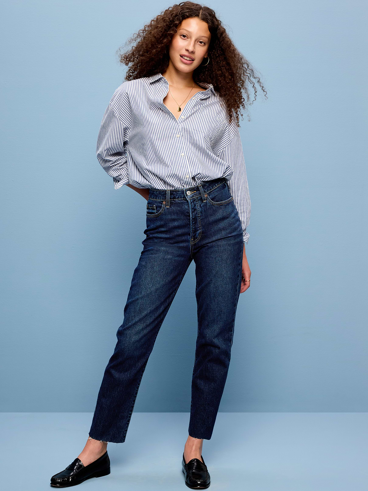 High-Waisted Button-Fly OG Straight Ankle Jeans