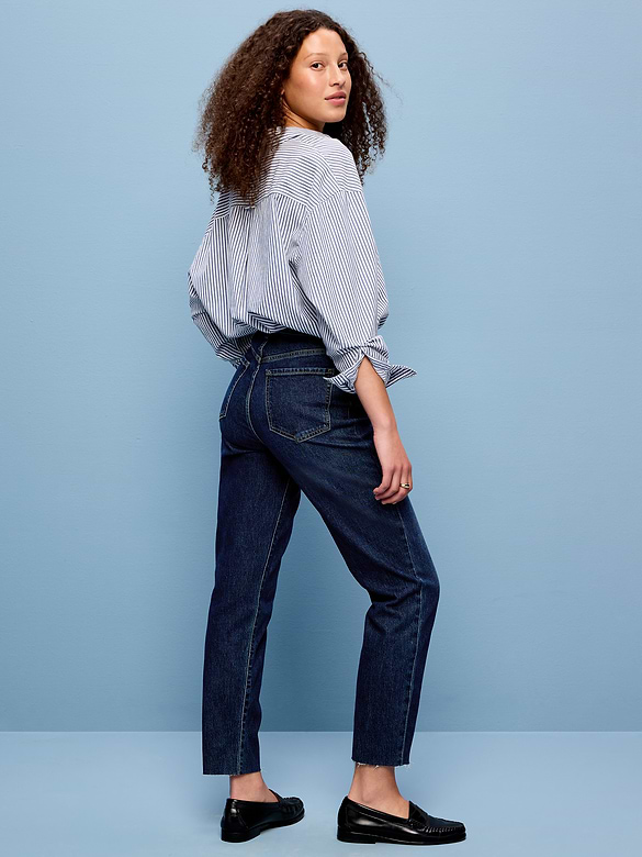 High-Waisted Button-Fly OG Straight Ankle Jeans
