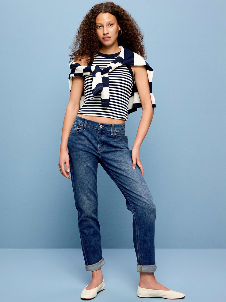 L'image numéro 1 présente Jean Wow Boyfriend droit à taille mi-basse