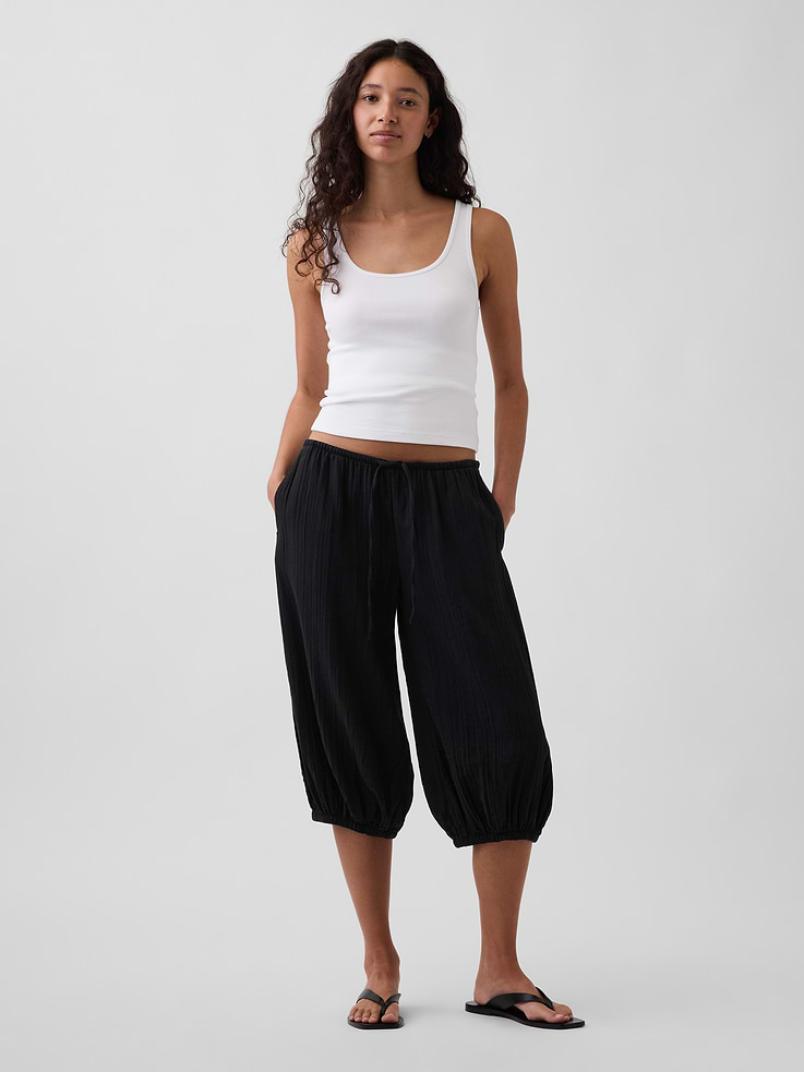 Image number 1 showing, Cotton Gauze Easy Culotte Pants