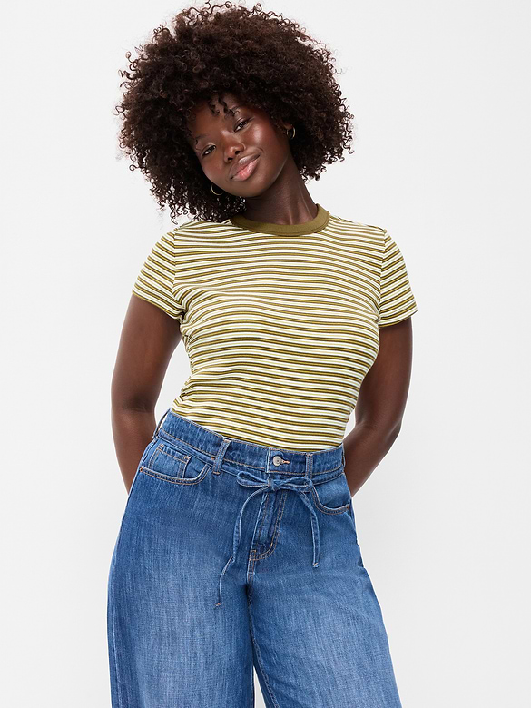Snug Crew-Neck Ribbed T-Shirt