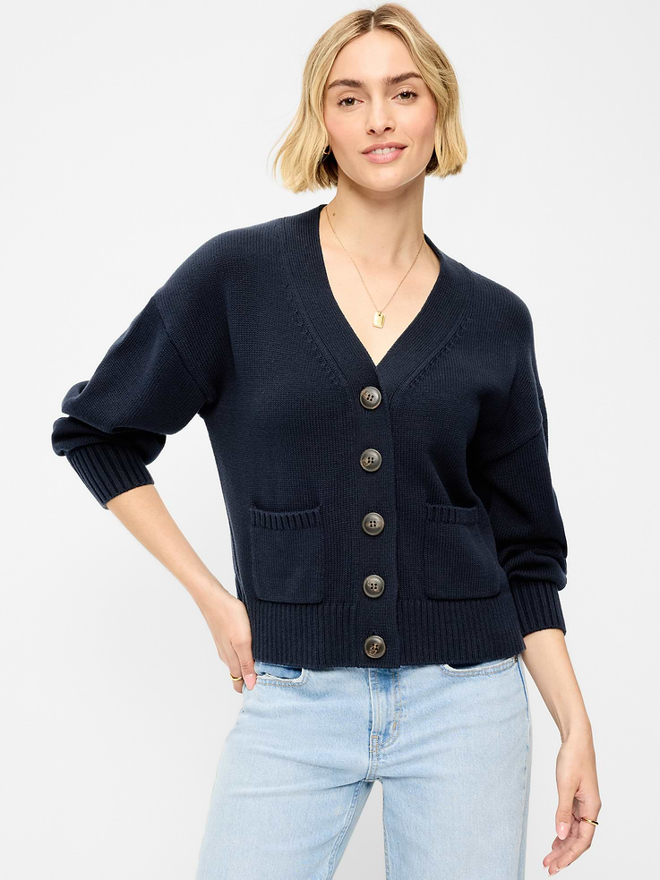 Image number 1 showing, Seaside Cotton V-Neck Cardigan Sweater
