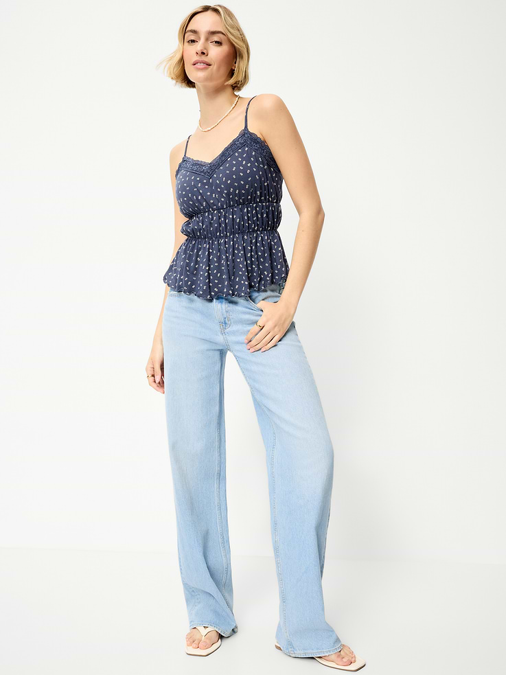 Image number 3 showing, Lace-Trim Smocked-Waist Tank Top
