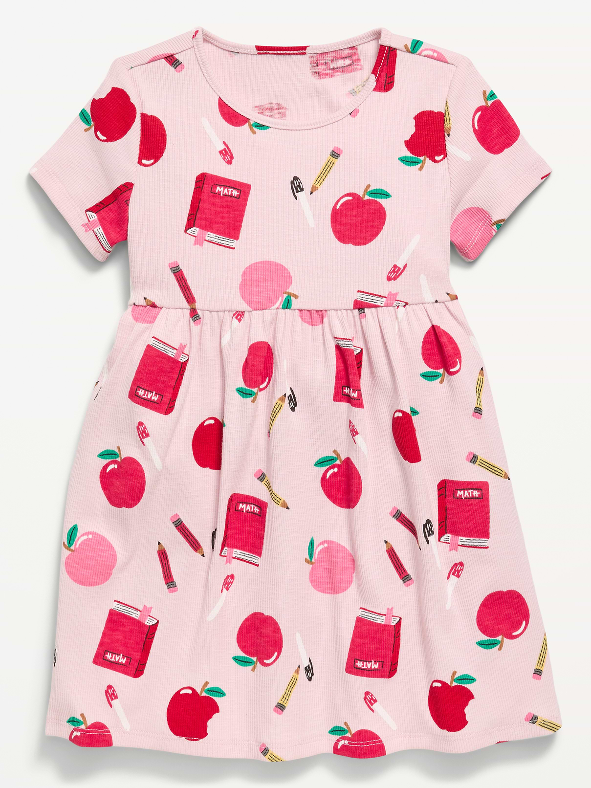 L'image numéro 1 présente Robe côtelée à motif à manches courtes pour toute-petite