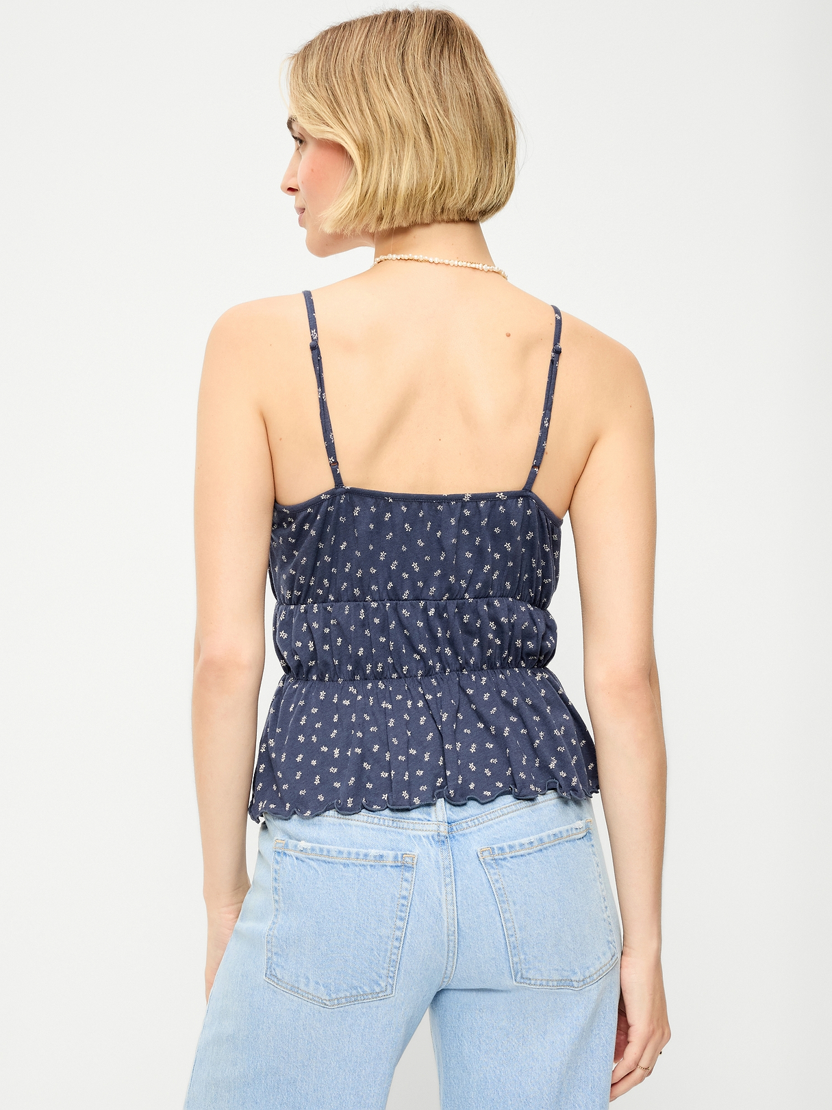 Lace-Trim Smocked-Waist Tank Top | Old Navy