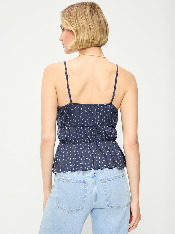 Lace-Trim Smocked-Waist Tank Top