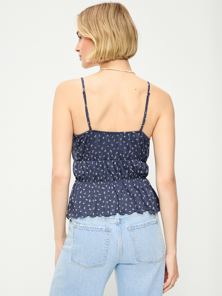 Image number 2 showing, Lace-Trim Smocked-Waist Tank Top