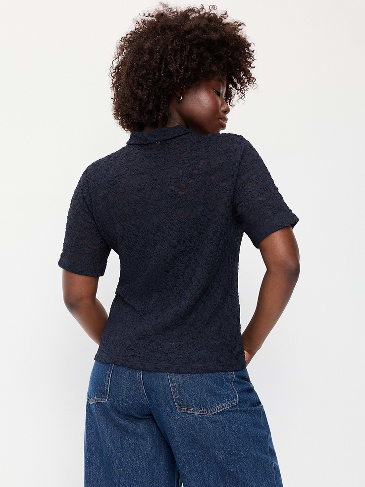 Image number 7 showing, Lace Keyhole Polo Top