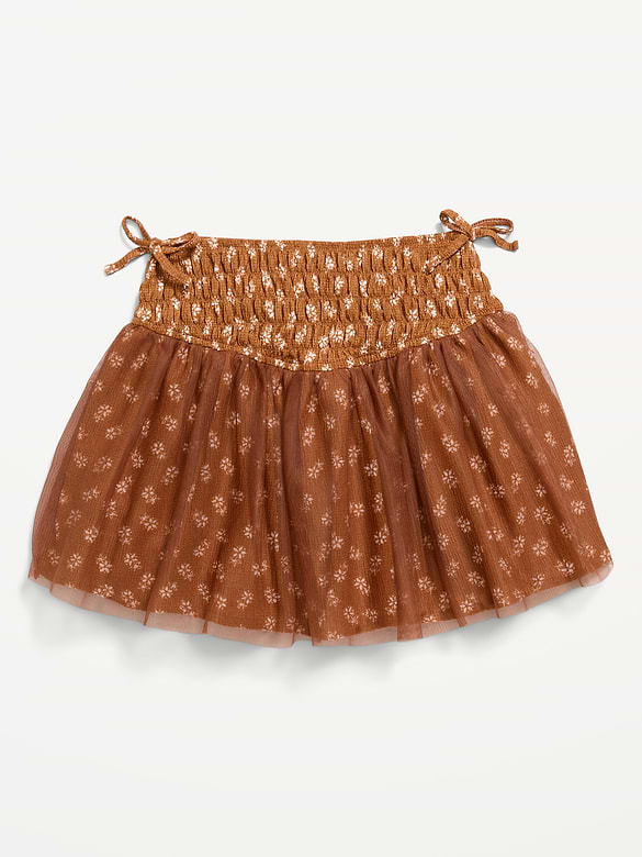 Western Smocked Tulle Skirt for Toddler Girls