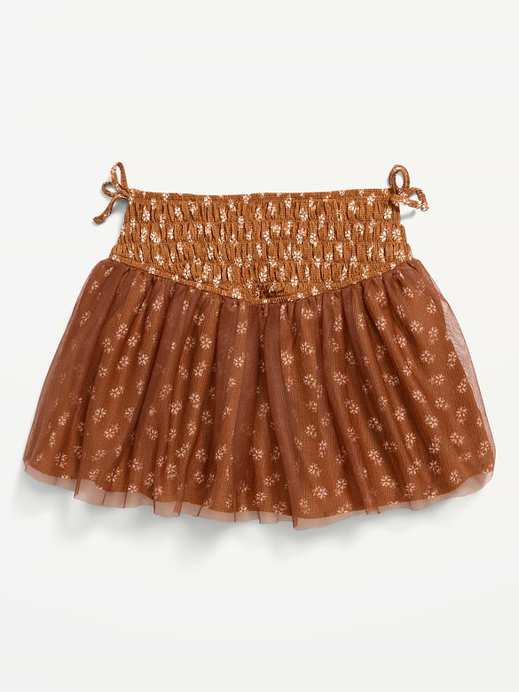 Western Smocked Tulle Skirt for Toddler Girls