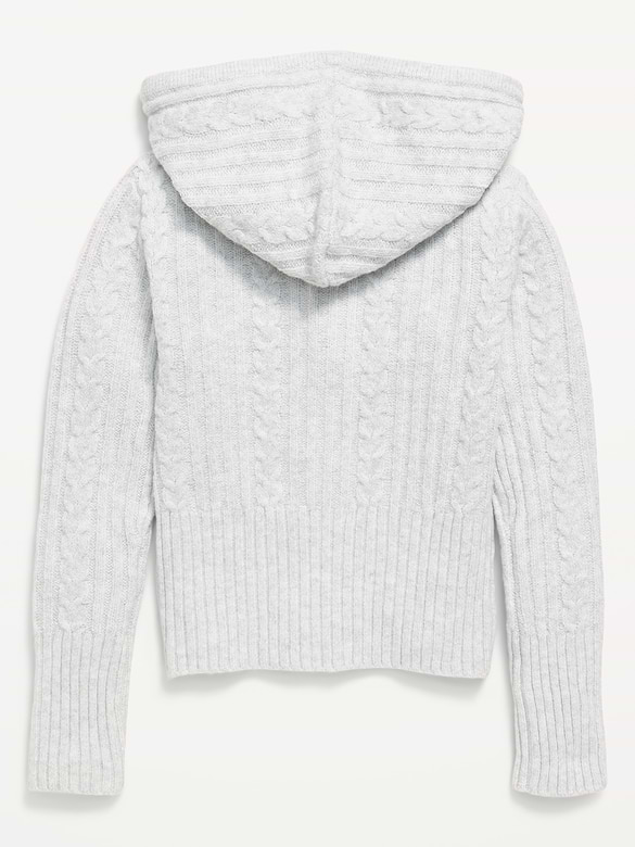 Fitted Cable-Knit Full-Zip Hoodie for Girls