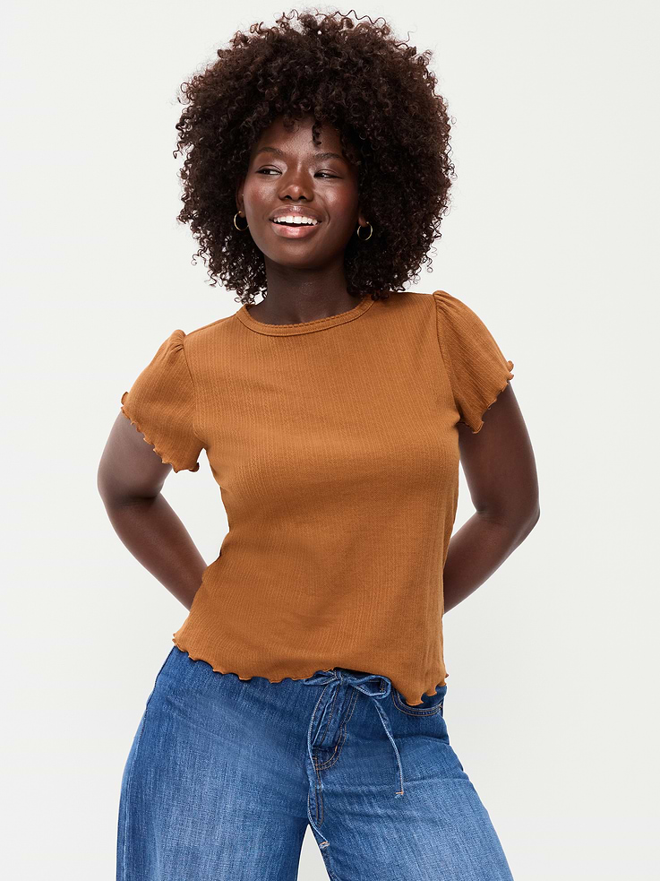 Image number 5 showing, Lettuce-Edge Pointelle Top