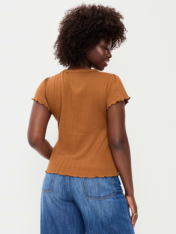 Lettuce-Edge Pointelle Top