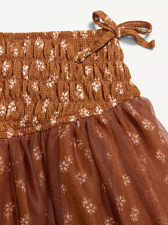 Western Smocked Tulle Skirt for Toddler Girls