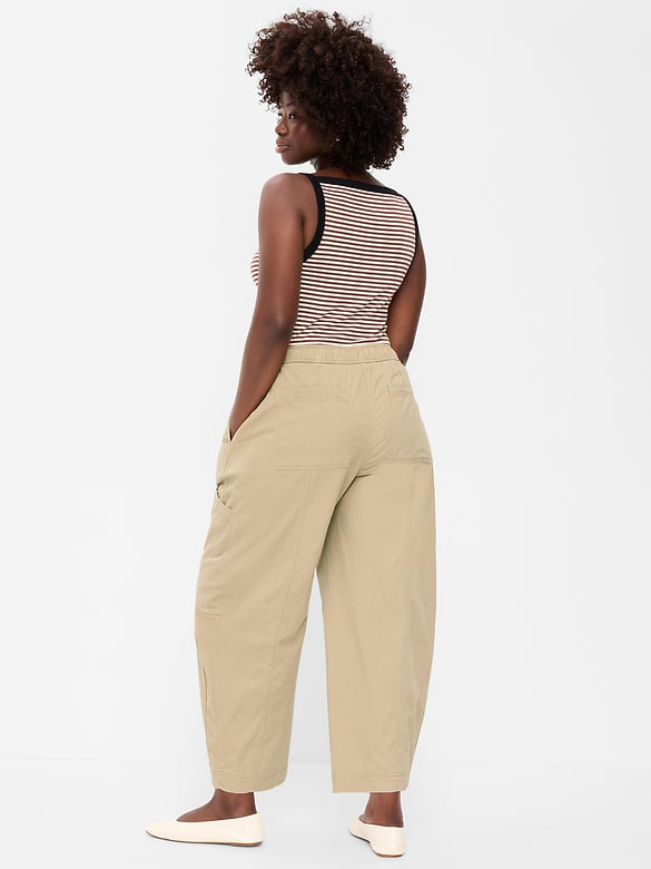 Mid-Rise Barrel-Leg Utility Pants