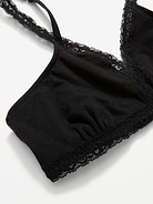 Image number 2 showing, Lace-Trim Cotton Triangle Bralette