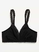 Image number 1 showing, Lace-Trim Cotton Triangle Bralette