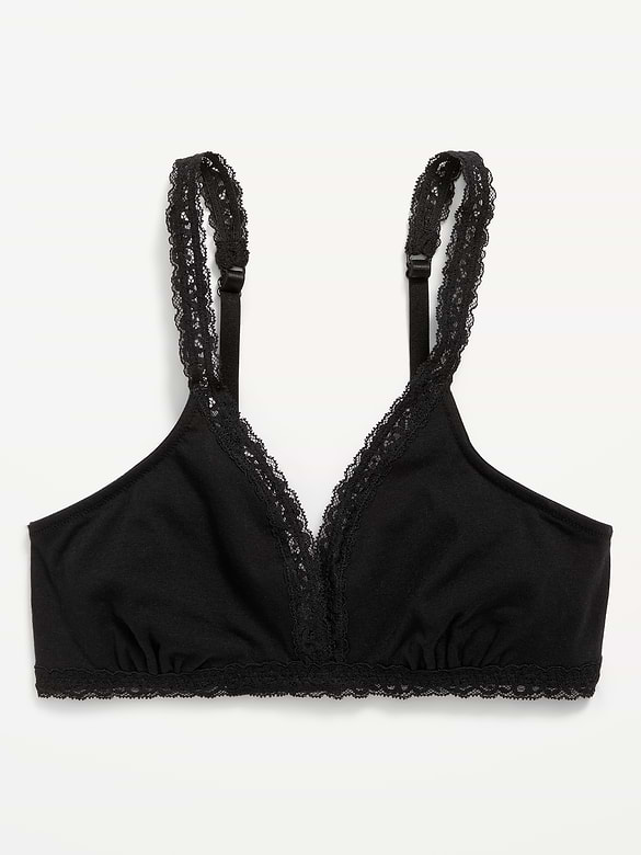 Lace-Trim Cotton Triangle Bralette