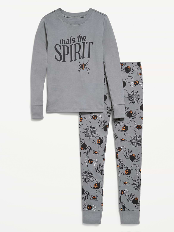 Gender-Neutral Snug-Fit Graphic Pajama Set for Kids