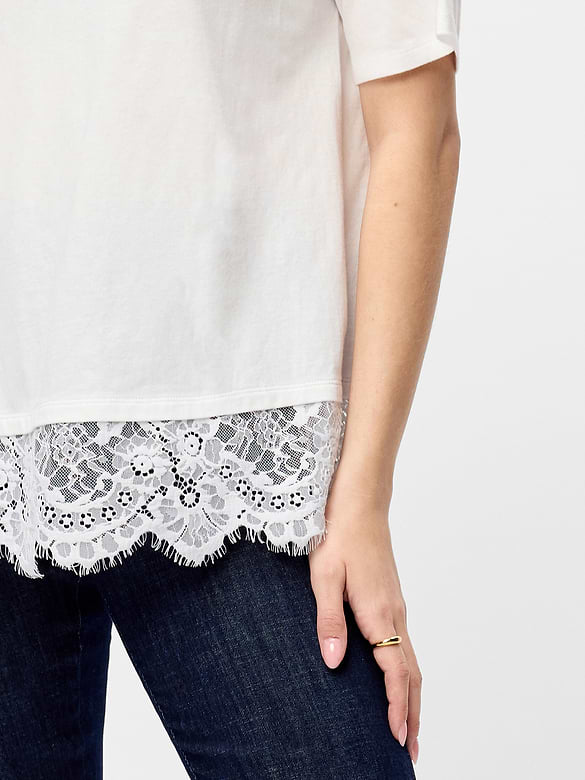 Oversized Lace Hem T-Shirt