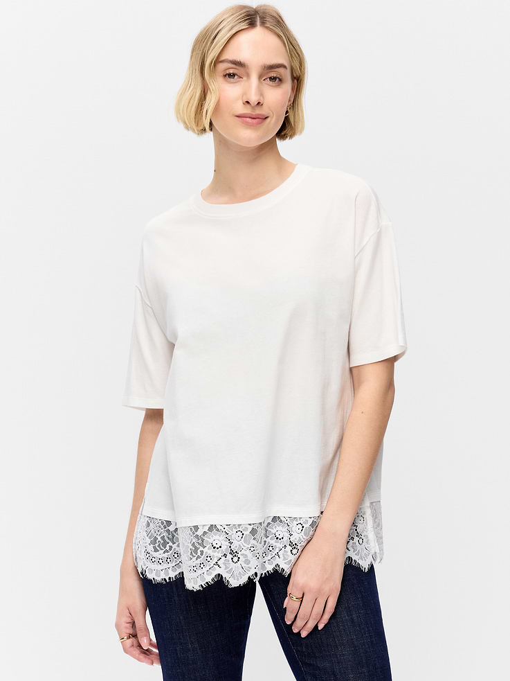 Image number 1 showing, Oversized Lace Hem T-Shirt