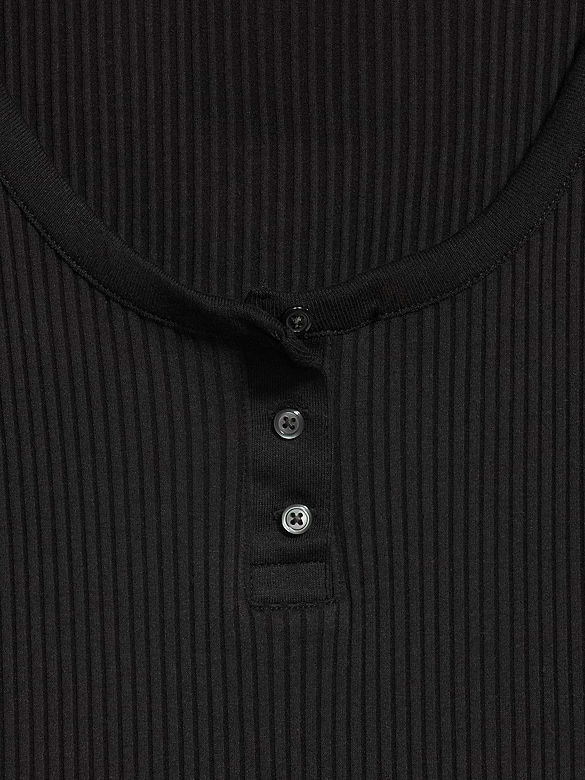 Scoop-Neck Fitted Henley Top