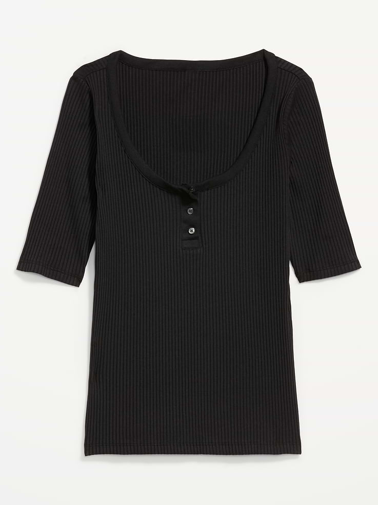 Image number 5 showing, Scoop-Neck Fitted Henley Top