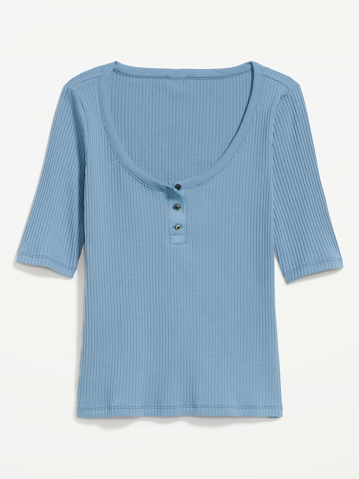 Image number 5 showing, Scoop-Neck Fitted Henley Top