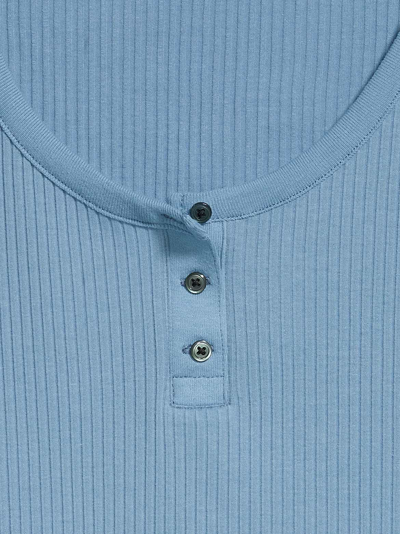 Scoop-Neck Fitted Henley Top