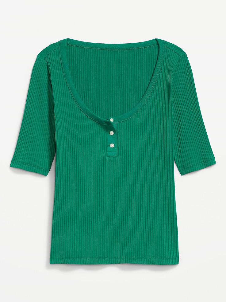 Image number 5 showing, Scoop-Neck Fitted Henley Top