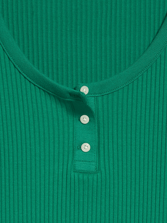Scoop-Neck Fitted Henley Top