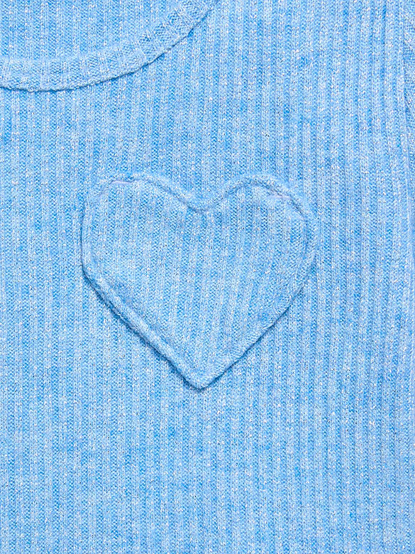 Long-Sleeve Ribbed Heart Pocket Dress for Toddler Girls
