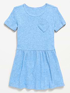 Image number 1 showing, Short-Sleeve Ribbed Heart Pocket Dress for Toddler Girls