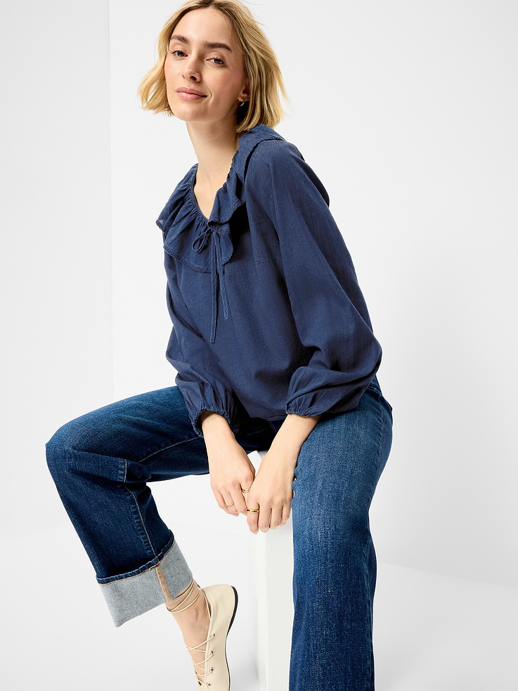Image number 3 showing, Long-Sleeve Ruffle Tie-Neck Top