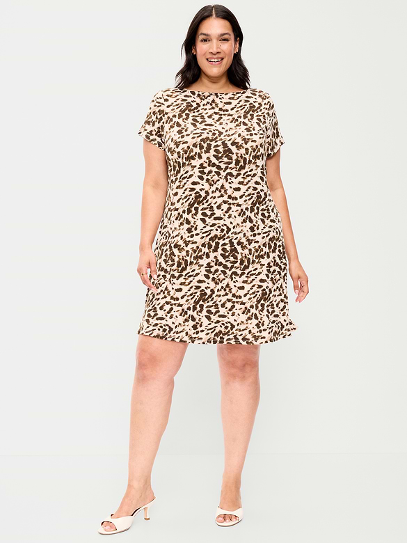 Short-Sleeve Mini Swing Dress
