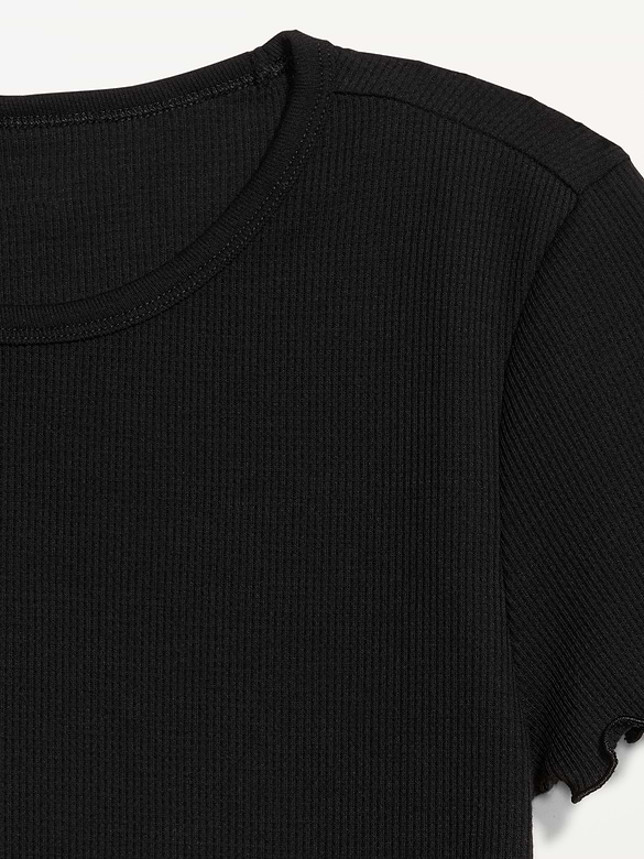 Fitted Waffle-Knit Cropped T-Shirt