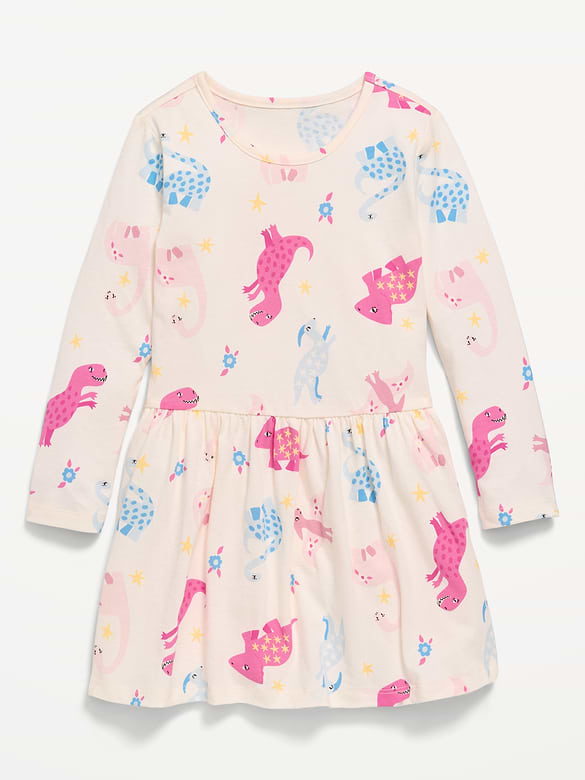 Printed Long-Sleeve Dress for Toddler Girls