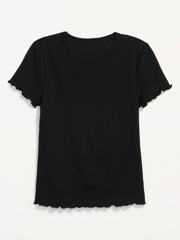 Fitted Waffle-Knit Cropped T-Shirt