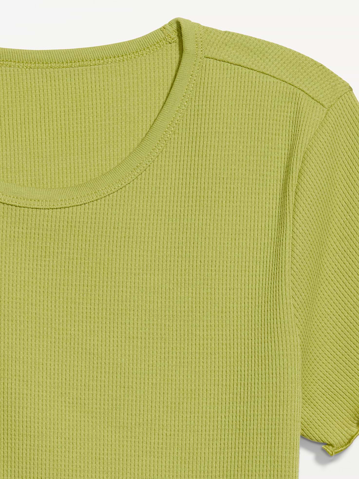Image number 4 showing, Fitted Waffle-Knit Cropped T-Shirt