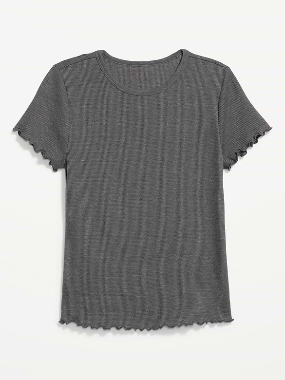 Fitted Waffle-Knit Cropped T-Shirt