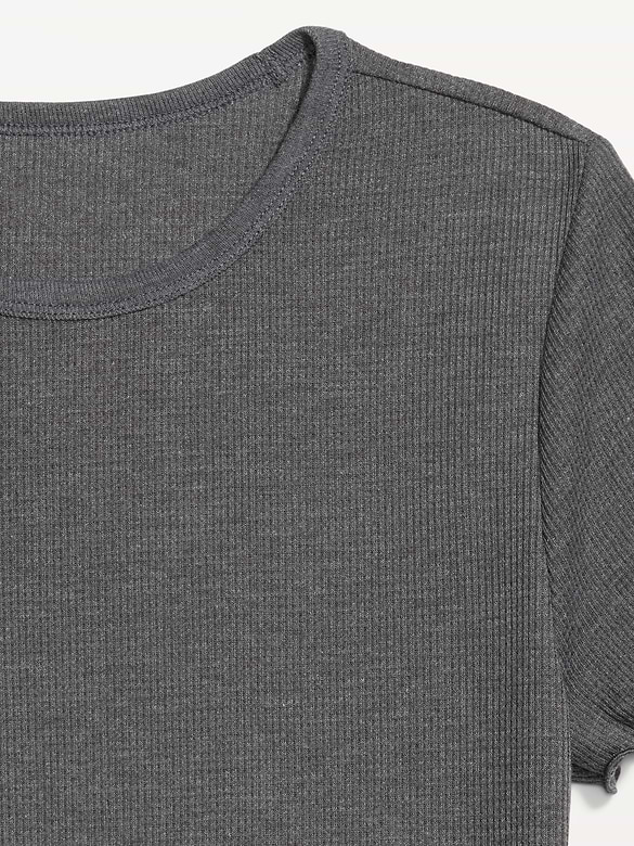 Fitted Waffle-Knit Cropped T-Shirt