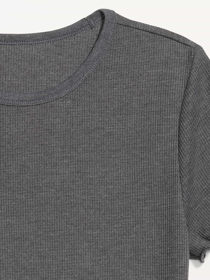 Image number 4 showing, Fitted Waffle-Knit Cropped T-Shirt